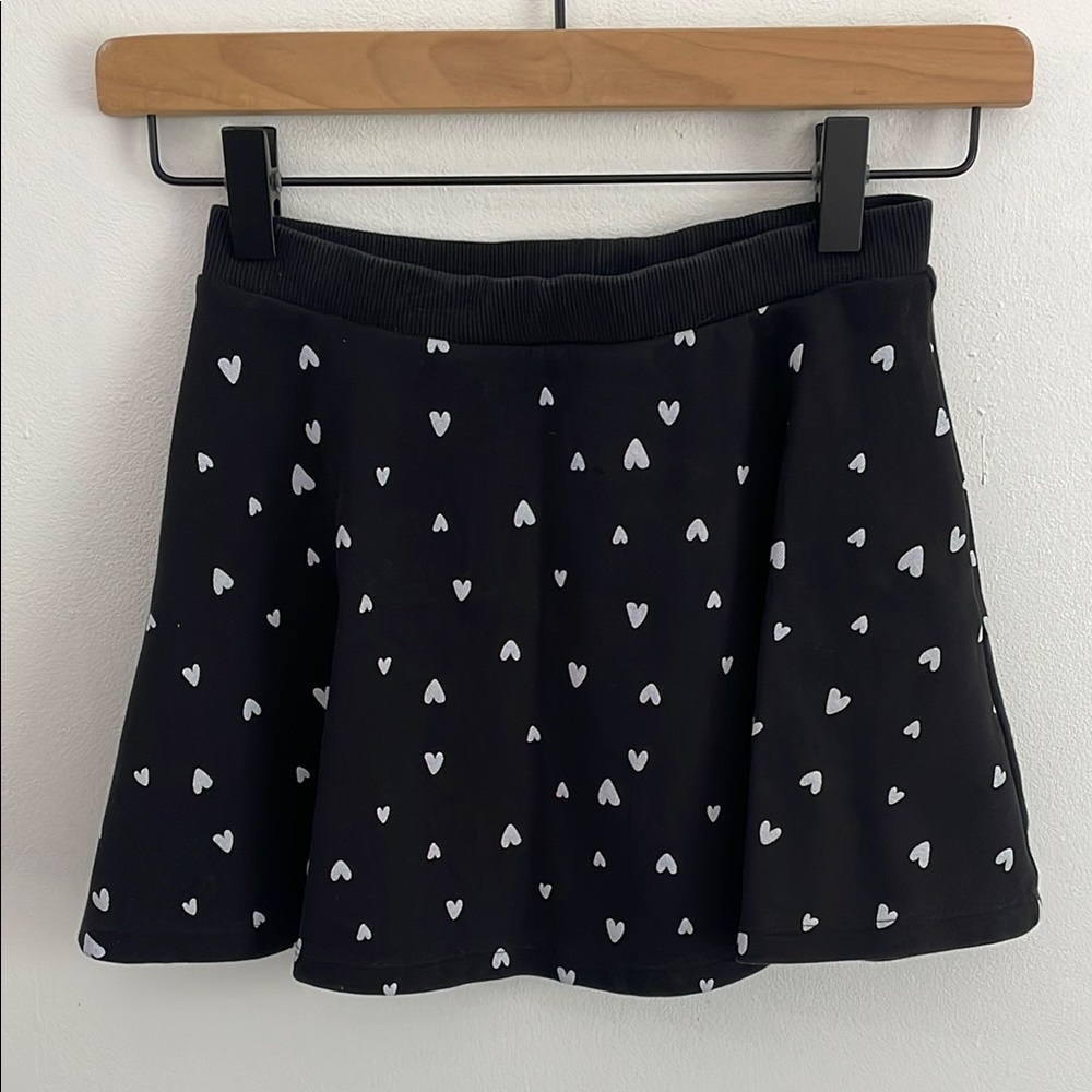 H&M Black Heart Print Skirt Girls 6-8Y